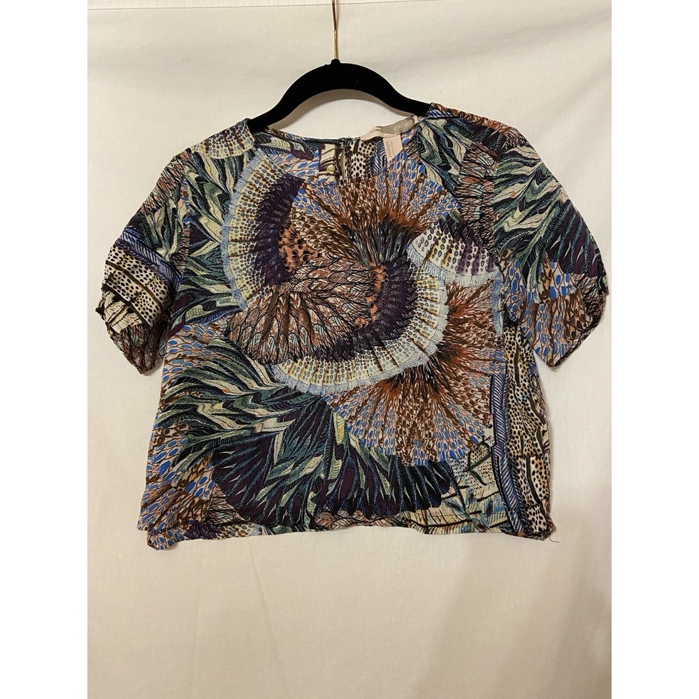 Peacock Feathers Cropped Y2K Top Hip Rebel Size Large Comfy Relaxed Fit